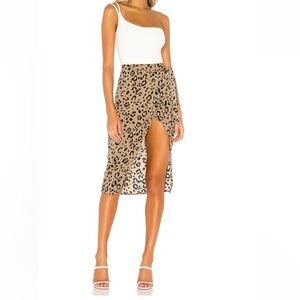 New! Lovers + Friends Asymmetrical Leopard Skirt